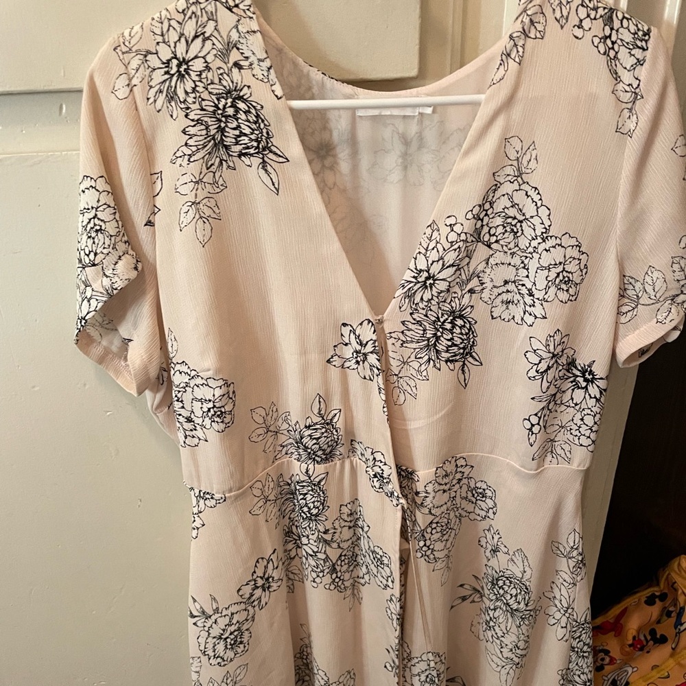 Lush creme floral print wrap dress